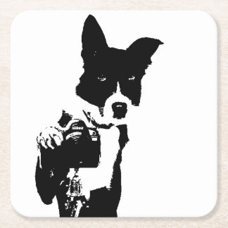 Canine Photographer Square Paper Coaster