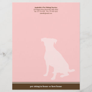 Canine pink brown posh pet sitting service custom letterhead