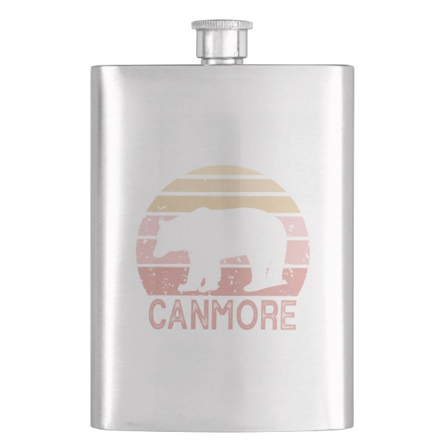 Canmore Alberta Retro Bear Hip Flask (Front)