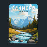 Canmore Canada Travel Art Vintage Magnet<br><div class="desc">Canmore retro vector travel design. Canmore is a town in Alberta’s Rocky Mountains,  west of Calgary. It’s known for craggy summits like the Three Sisters and Ha Ling Peak.</div>