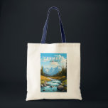 Canmore Canada Travel Art Vintage Tote Bag<br><div class="desc">Canmore retro vector travel design. Canmore is a town in Alberta’s Rocky Mountains,  west of Calgary. It’s known for craggy summits like the Three Sisters and Ha Ling Peak.</div>