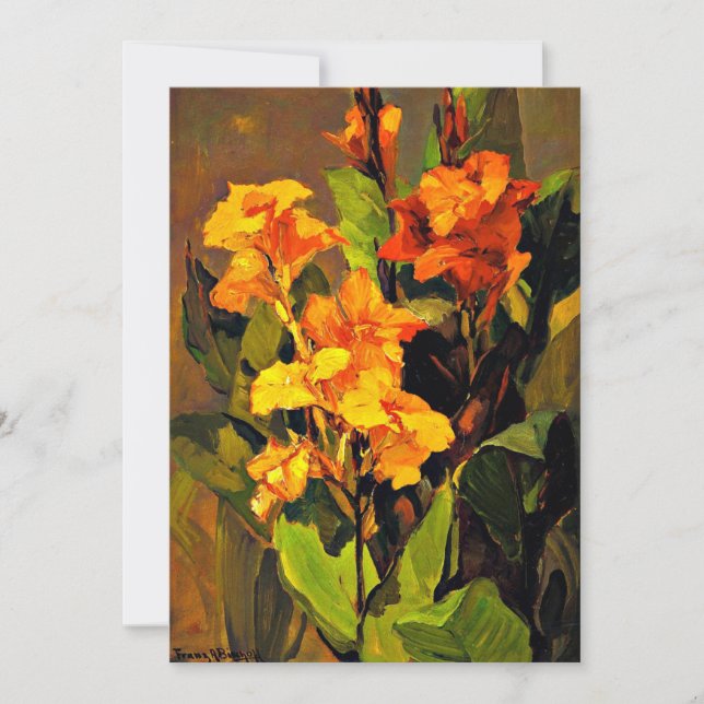 Canna Lilies, floral painting by Franz Bischoff, Card (Front)