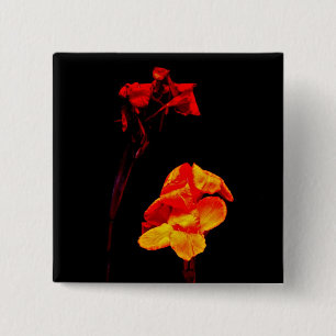 Canna Lilies on Black 2 Inch Square Button
