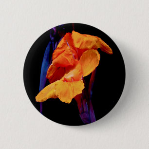 Canna Lilies on Black With Blue 2 Inch Round Button