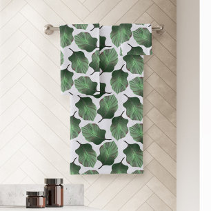 Canna Tropicanna Tropical Leaves, Green Bath Towel Set