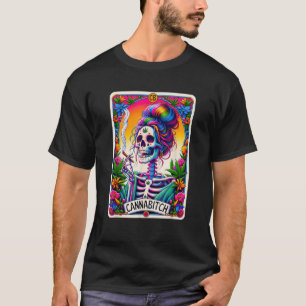 Cannabitch For Stoners Weed Smoker Skeleton Retro  T-Shirt