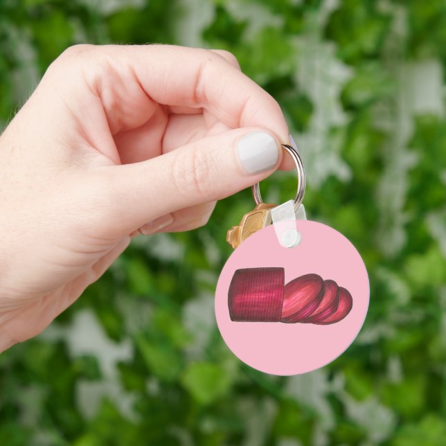 Canned Cranberry Sauce Thanksgiving Dinner Food Keychain (Hand)