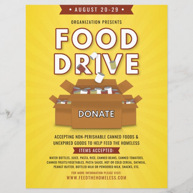 Canned Food Drive Feed Homeless Fundraiser Flyer (Front)