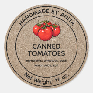 Canned Tomatoes Jar Label Kraft Paper Style