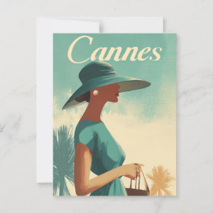 Cannes fashion vintage postcard