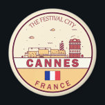 Cannes France City Skyline Emblem Magnet<br><div class="desc">Cannes minimalist,  colourful art design featuring monuments and landmarks of the city in France.</div>