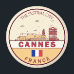 Cannes France City Skyline Emblem Magnet<br><div class="desc">Cannes minimalist,  colourful art design featuring monuments and landmarks of the city in France.</div>