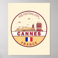 Cannes France City Skyline Emblem