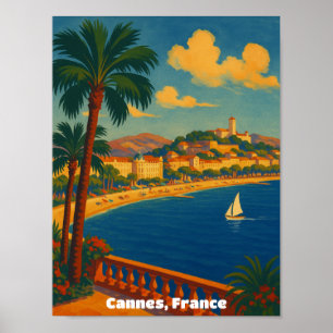 Cannes France French Riviera Vintage  Poster