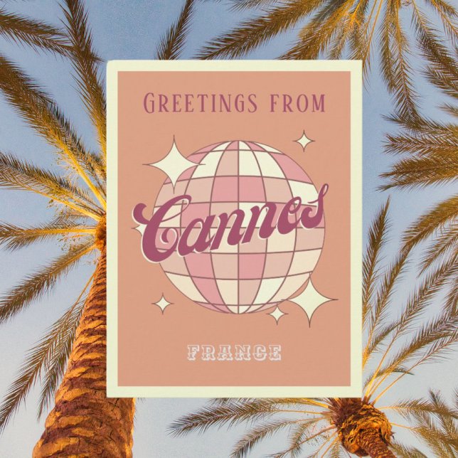 Cannes France Retro Vintage Party Postcard (Creator Uploaded)