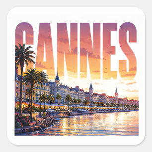 Cannes France Riviera Golden Coast Square Sticker