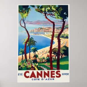 Cannes France Travel Poster Vintage Wall Art Print