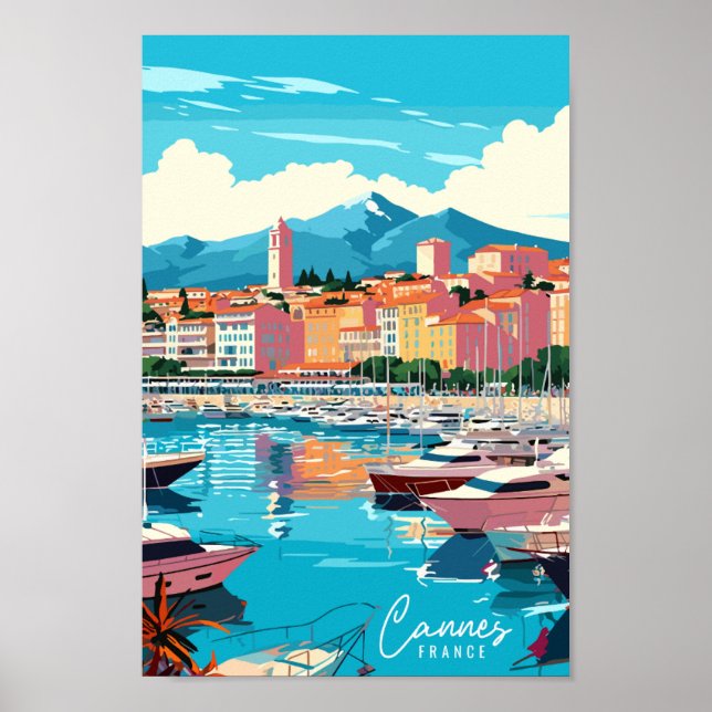 Cannes France vintage travel illustration Poster (Front)
