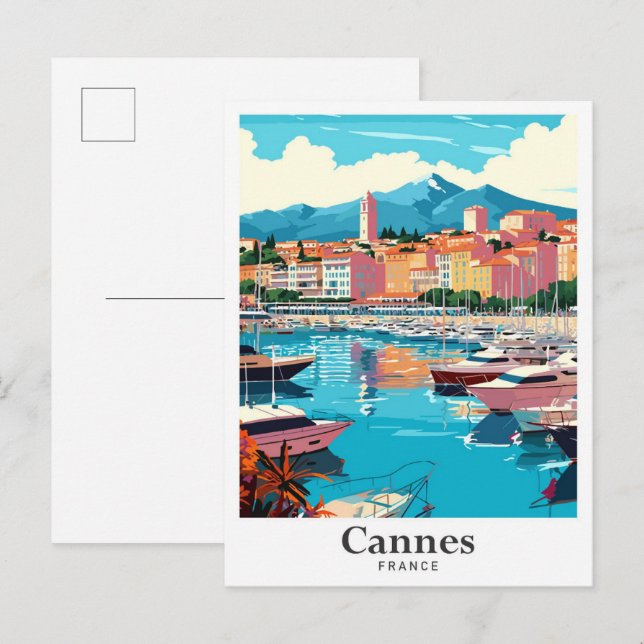 Cannes France Vintage Travel Portrait  Postcard (Front/Back)