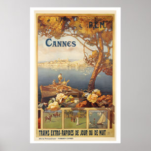 Cannes French Riviera France Affiche de voyage vin
