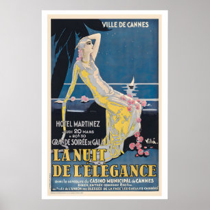 Cannes French Riviera Night of Elegance Vintage Poster