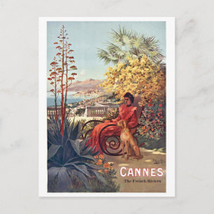 Cannes, Lady with her Dog on the Garden Postcard
