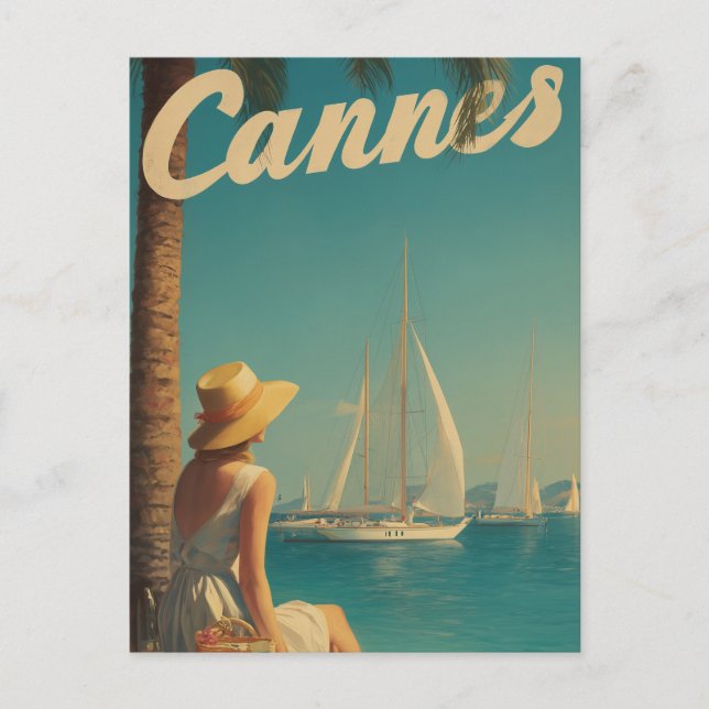 Cannes vintage travel postcard (Front)