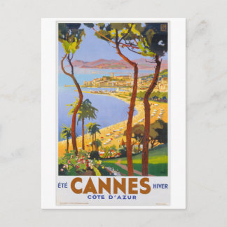 Cannes Vintage Travel Poster Postcard