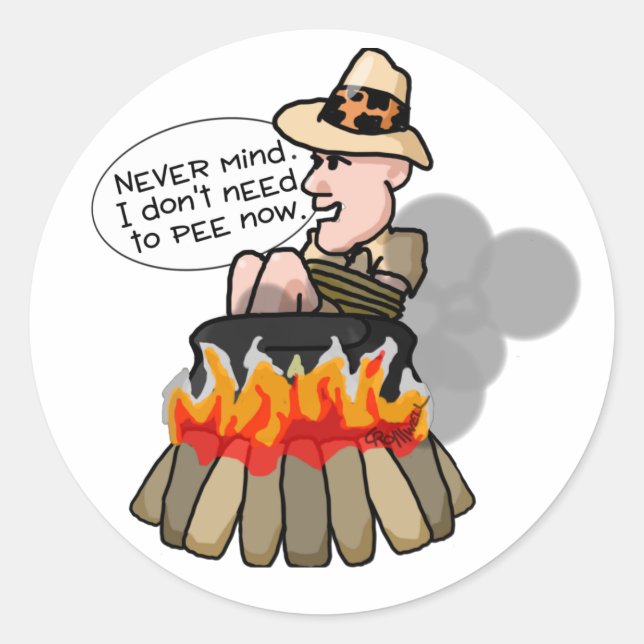 Cannibal Cooking Pot Classic Round Sticker (Front)