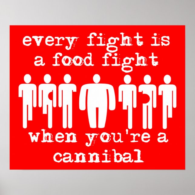Cannibal Food Fight Funny Print Poster Humor (Front)