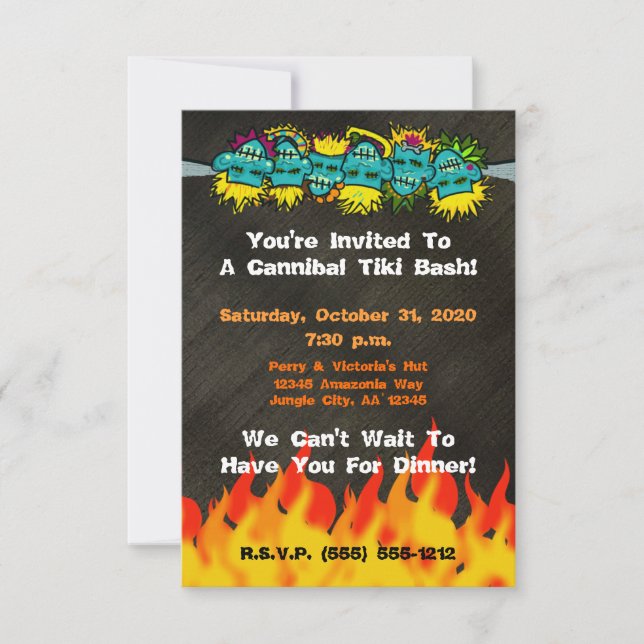 Cannibal Tiki Bash Headhunter Style Party - Invitation (Front)