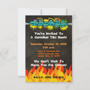Cannibal Tiki Bash Headhunter Style Party - Invitation