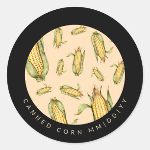 Canning   Canned Corn   Date   Corn on the Cob Classic Round Sticker