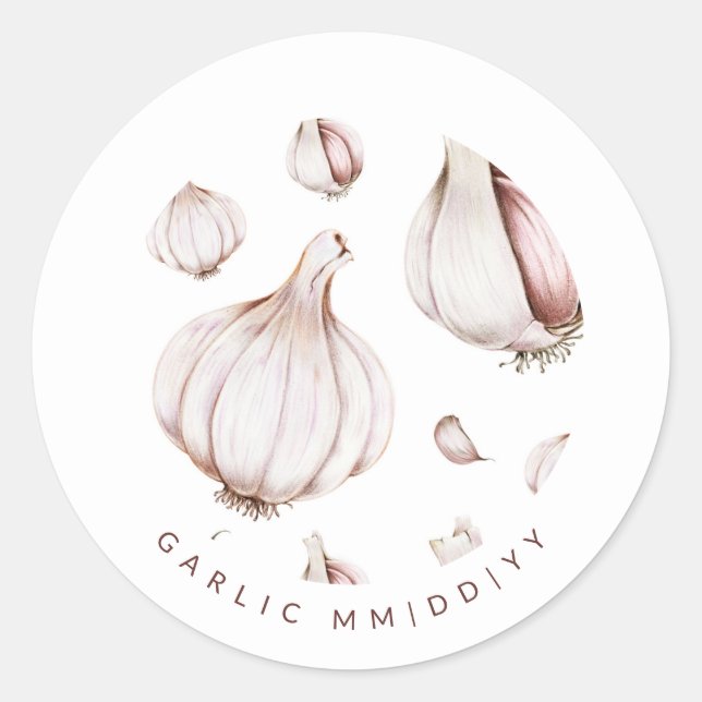 Canning | Date | Garlic Classic Round Sticker (Front)