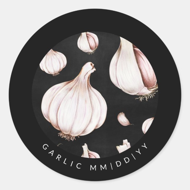 Canning | Date | Garlic Classic Round Sticker (Front)