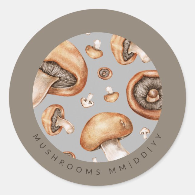 Canning | Date | Mushrooms Classic Round Sticker (Front)