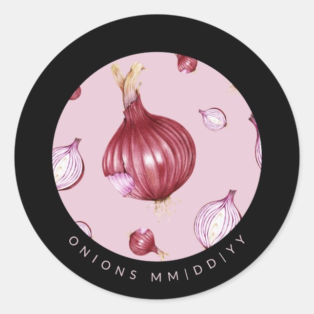 Canning | Date | Onions Classic Round Sticker (Front)