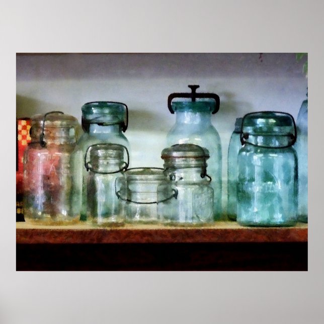 Canning Jars on Shelf Poster (Front)