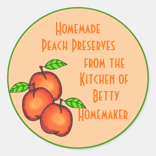 Canning or Jarring Labels with Peaches (Front)