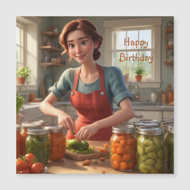 Canning the Harvest Magnetic Birthday Card (Front)