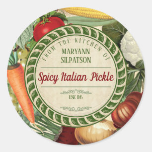 Canning vegetable personalized from the kitchen of classic round sticker