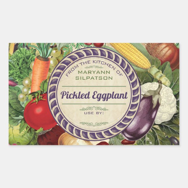 Canning vegetable personalized from the kitchen of sticker (Front)