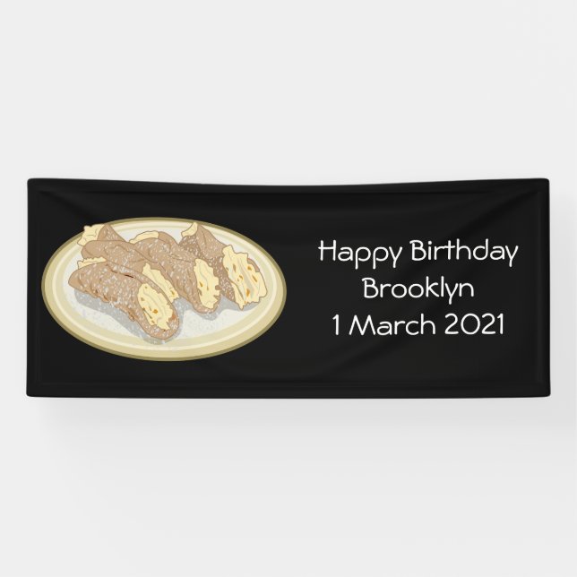 Cannoli cartoon illustration banner (Horizontal)