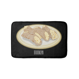 Cannoli cartoon illustration bath mat