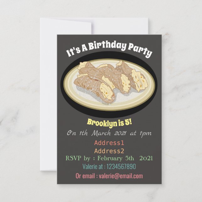 Cannoli cartoon illustration invitation (Front)