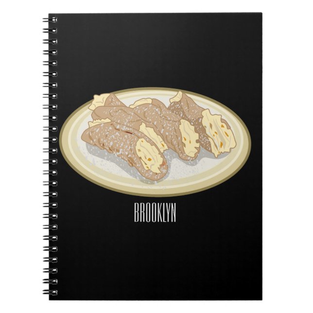 Cannoli cartoon illustration   notebook (Front)