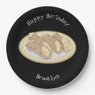 Cannoli cartoon illustration paper plate