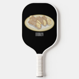 Cannoli cartoon illustration pickleball paddle