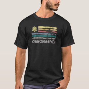 Cannon Beach California Retro Flag Sunset Vintage T-Shirt