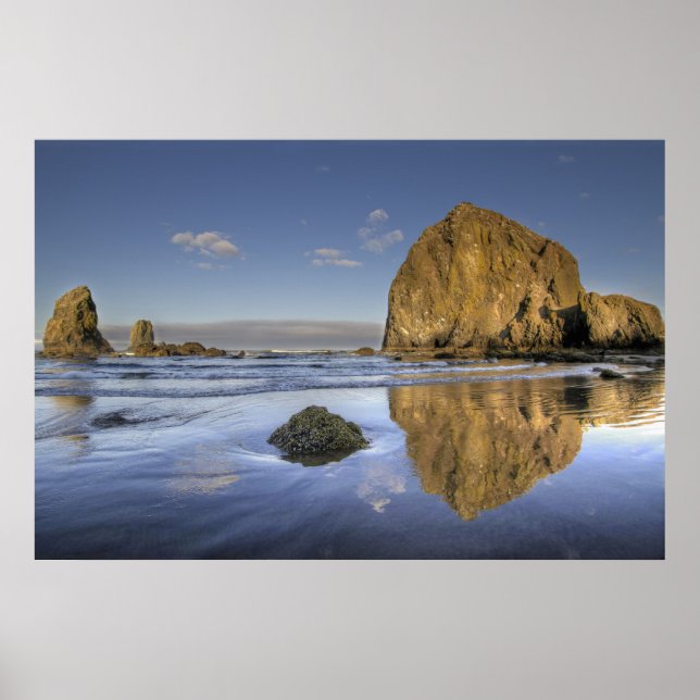 Cannon Beach Low Tide Oregon Pacific Ocean Poster (Front)